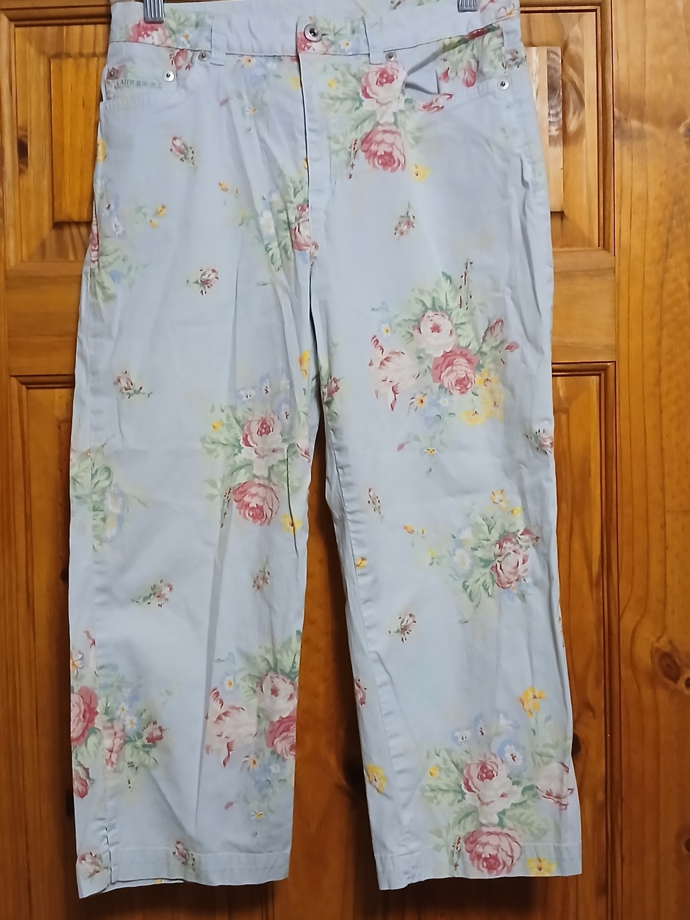 Lauren Ralph Lauren Light Blue Floral Cropped Pants